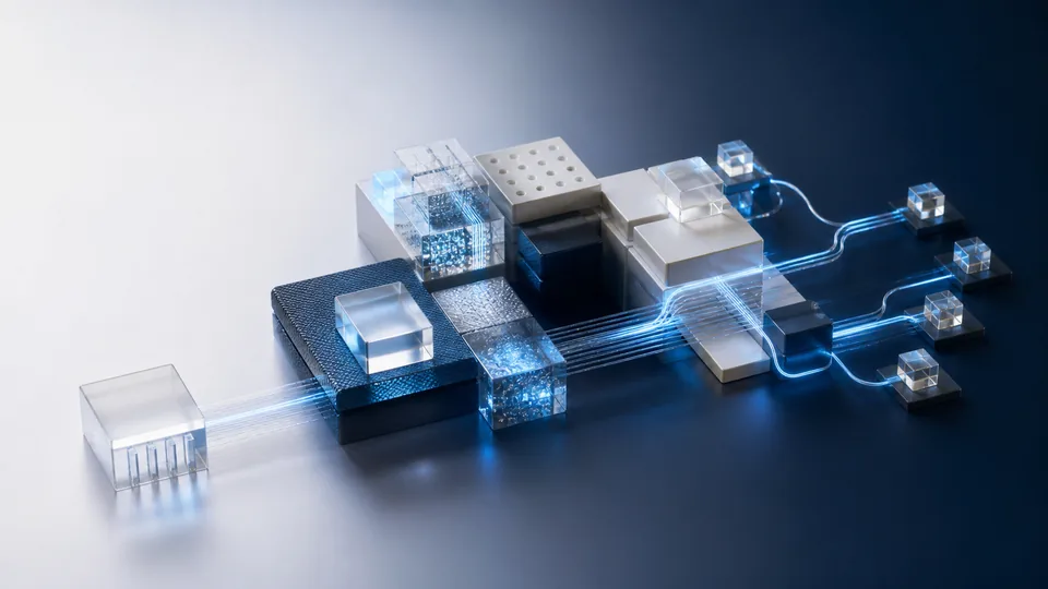 Conceptual modular computing system with connected data and decision paths.